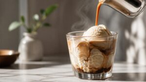 Luxusní kávové Affogato: Spojení horkého espressa a poctivé vanilkové zmrzliny za 2 minuty