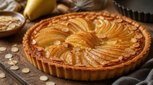 Mandlový koláč s hruškami a frangipane krémem