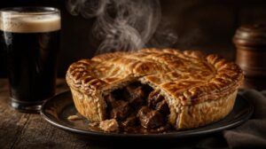 Masový koláč s hovězím masem a pivem Steak and Ale Pie v křupavém těstě