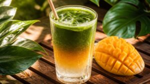 Matcha čaj s mangovým džusem a kokosovou vodou: Ultra hydratační letní drink po opalování