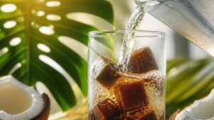 Mražené kávové kostky zalité kokosovou vodou: Ultra hydratační letní drink pro bleskový restart organismu