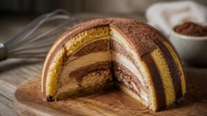 Mražený dezert Zuccotto semifreddo: Florencká piškotová kopule plná čokoládového a oříškového krému
