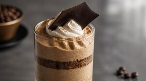 Nadýchaná kávová pěna (mousse) s hořkou čokoládou: Luxusní dezert do skleničky