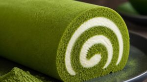 Nadýchaná Matcha roláda s krémem z mascarpone: Lehké piškotové těsto, které se při balení nikdy netrhá