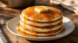 Nadýchané americké lívance Pancakes s javorovým sirupem a kouskem másla
