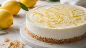 Nepečený jogurtový cheesecake s citronovou kůrou: Svěží dort s korpusem z máslových sušenek bez zapínání trouby