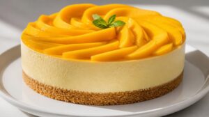 Nepečený mango cheesecake s kokosovou sušenkou