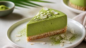 Nepečený Matcha cheesecake s kokosovým korpusem: Svěží, zdravější dezert, který si zamilujete na první pohled
