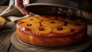 Obrácený ananasový koláč Pineapple Upside-Down Cake s karamelem