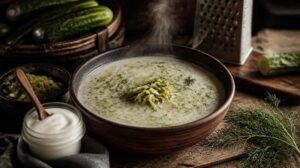 Okurková polévka Zupa ogórková z kysaných rychlokvašek se smetanou