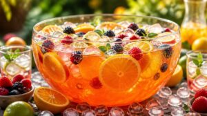 Osvěžující citrusový punč s lesním ovocem a perlivou vodou: Skvělý recept na obří párty mísu s ledem