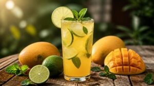 Osvěžující mango limonáda s limetkou a čerstvou mátou: Exotické letní hydratace s minimem cukru