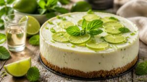 Osvěžující nepečený Mojito cheesecake: Dokonalá letní souhra limetkové šťávy, bílého rumu a čerstvé máty