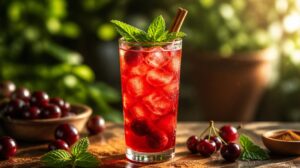 Osvěžující višňová limonáda s mátou a skořicí: Netradiční kombinace sladkokyselého ovoce a hřejivého koření