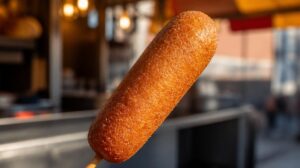 Párek v kukuřičném těstíčku Corn Dog smažený dozlatova