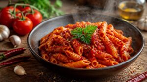 Penne all arrabbiata s pikantní rajčatovou omáčkou