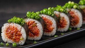 Pikantní tuňáková rolka (Spicy Tuna Roll) s jarní cibulkou