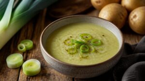 Pórková polévka s bramborami zahuštěná rozmixovanou zeleninou
