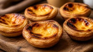 Portugalské koláčky Pastéis de nata s listovým těstem a žloutkovým krémem