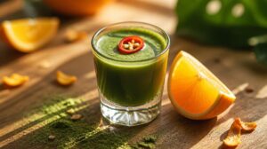 Povzbuzující Matcha shot s chilli a pomerančovou šťávou: Rychlá ranní vzpruha namísto silného espressa
