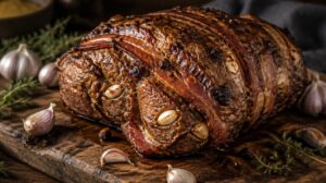 Pravá chorvatská Špikovana govedina: Hovězí pečeně prošpikovaná slaninou, česnekem a hřebíčkem