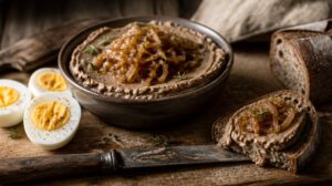 Pravá židovská játrová pomazánka (Chopped Liver): Tradiční recept s restovanou cibulkou a vajíčky natvrdo