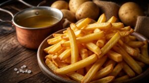 Pravé belgické dvakrát smažené hranolky Frites na hovězím loji