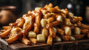 Pravé kanadské Poutine — dvakrát smažené hranolky s taveným sýrem a hnědou omáčkou Gravy