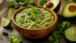 Pravé mexické Guacamole z avokáda, limetky, koriandru, cibule a jalapeños