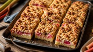 Rebarborový koláč s drobenkou Rhabarberkuchen na plech