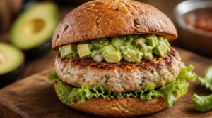 Rychlý burger z mletého krůtího masa s avokádovou salsou