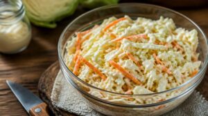 Rychlý salát coleslaw z bílého zelí, mrkve a majonézy