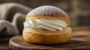 Semlor — kynuté briošky plněné mandlovou pastou a šlehačkou