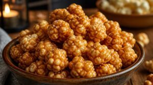 Slané karamelové popcorn kuličky pro filmový večer