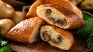 Smažené pirožky na slano plněné bramborami a játry