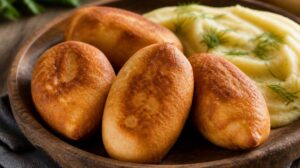 Smažené pirožky s bramborovou kaší a koprem