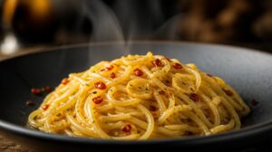 Špagety aglio olio e peperoncino s česnekem a chilli