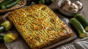 Šťavnatý cuketový koláč na plech se sýrem a česnekem: Hrníčkový recept na letní sklizeň, kterou si všichni zamilují