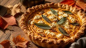 Šťavnatý dýňový quiche se sýrem feta a šalvějí: Dokonalá podzimní souhra chutí na křehkém těstě