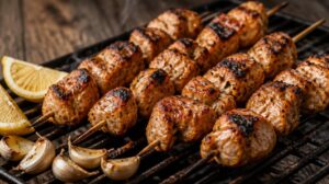 Šťavnatý kuřecí Šiš Taouk (Shish Taouk): Tradiční libanonské špízy marinované v jogurtu, česneku a citronu