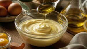 Studená omáčka Mayonnaise z vaječných žloutků a oleje: Domácí majonéza, která se nikdy nesrazí
