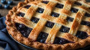 Tradiční borůvkový koláč Blueberry Pie z křehkého těsta