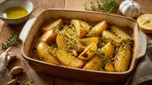 Tradiční citronové brambory z trouby (Patates Lemonates): Dokonalá příloha s vůní oregana, česneku a olivového oleje