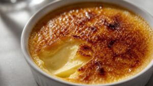 Tradiční francouzský krém Crème Brûlée s křupavou karamelovou krustou