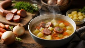 Tradiční frankfurtská polévka s párkem a bramborem: Rychlý a levný recept pro celou rodinu