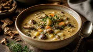 Tradiční hustá bramboračka s lesními houbami: Hřejivý recept provoněný majoránkou