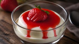 Tradiční italská panna cotta s jahodovým coulis