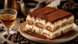 Tradiční italské tiramisu s mascarpone a amarettem