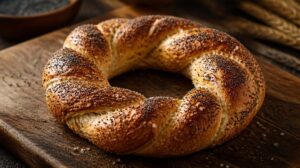Tradiční krakovský bagel Obwarzanek krakowski sypaný mákem a solí