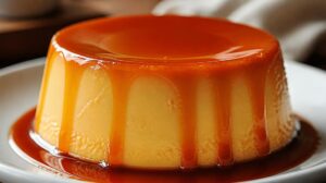 Tradiční mexický vanilkový flan s tekutým karamelem z trouby